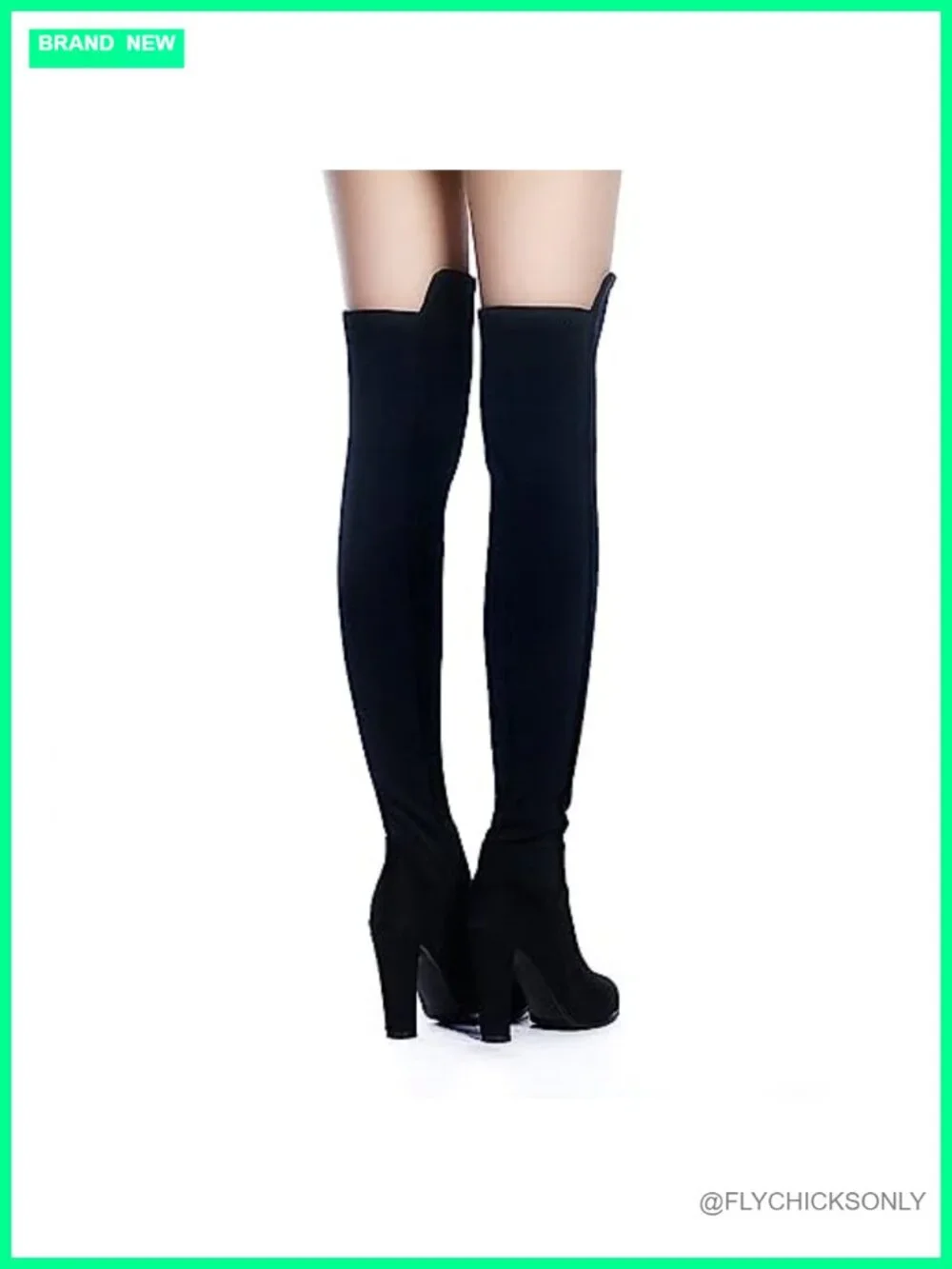 Faux Suede Chunky Heel Over The Knee Thigh High Stretch Boots